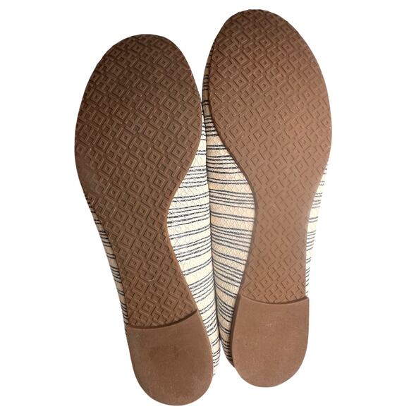 Tory Burch White Blue Striped Snake Leather Gold Logo Reva Ballet Flats Sz 11 M - Picture 8 of 15